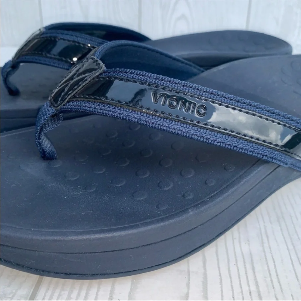 Vionic High Tide II Podiatrist Designed Navy Platform Flip Flop Sandals. Size 9 - Picture 3 of 13